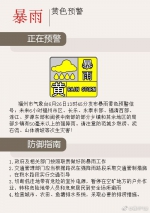 福州市气象台发布暴雨黄色预警信号 - 福州新闻网
