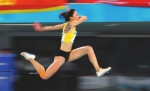4日，王乌品在女子三级跳远比赛中。 新华社 - 福建新闻